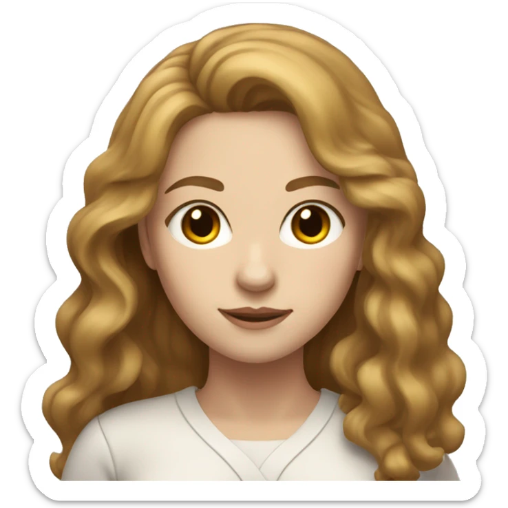 a woman with wavy, long, light brown hair, very white skin and light brown eyes sticker