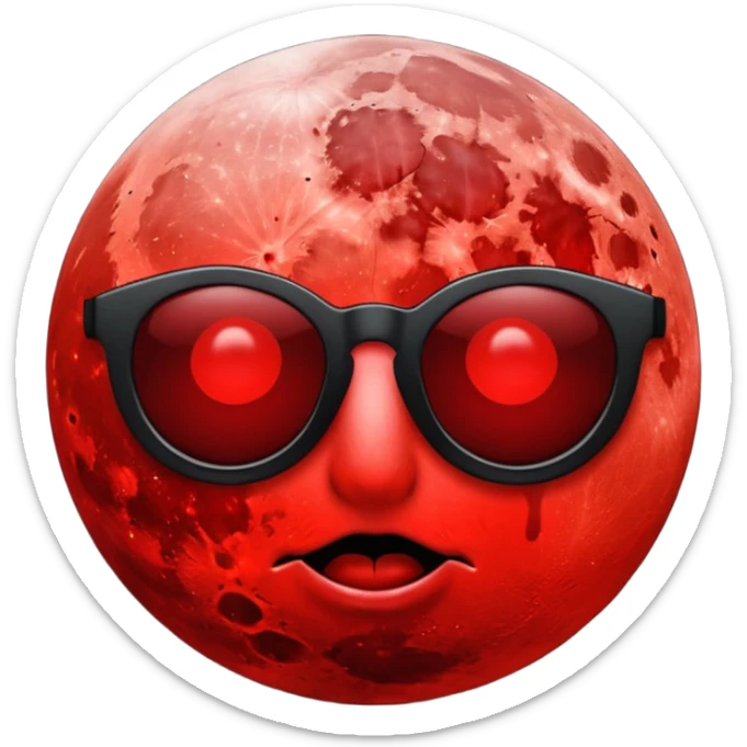 Blood moon without eyes mouth or nose. No white. Bloody red and black shades. Same real moon with blood red sticker