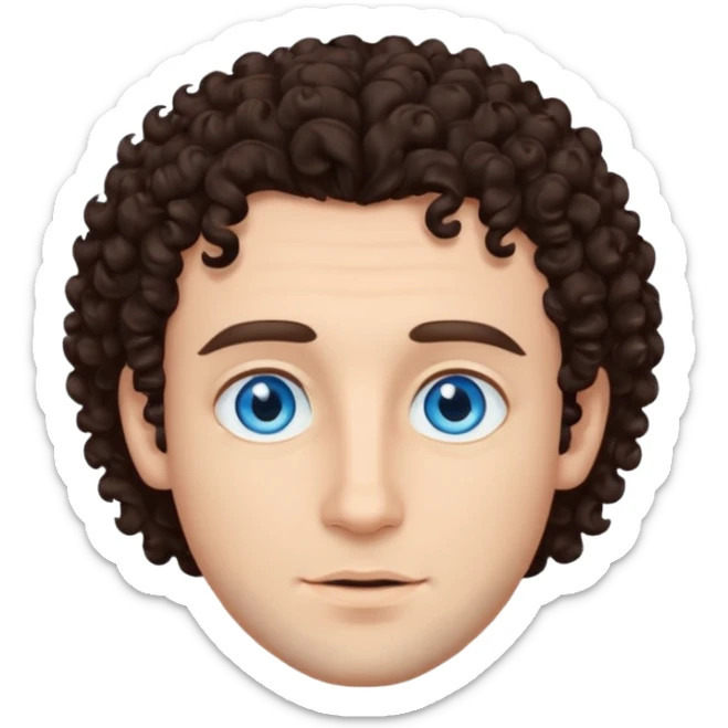 homme yeux bleu azur,cheveux brun foncé bouclé sticker