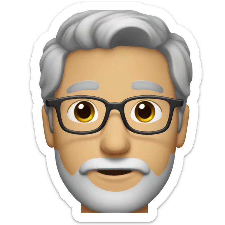 man grey hair brown eyes 3 days of beard with glasses sticker