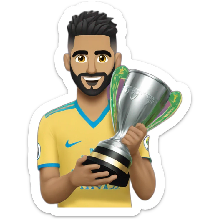I want an emoji of the player Riyad Mahrez holding the African Cup sticker