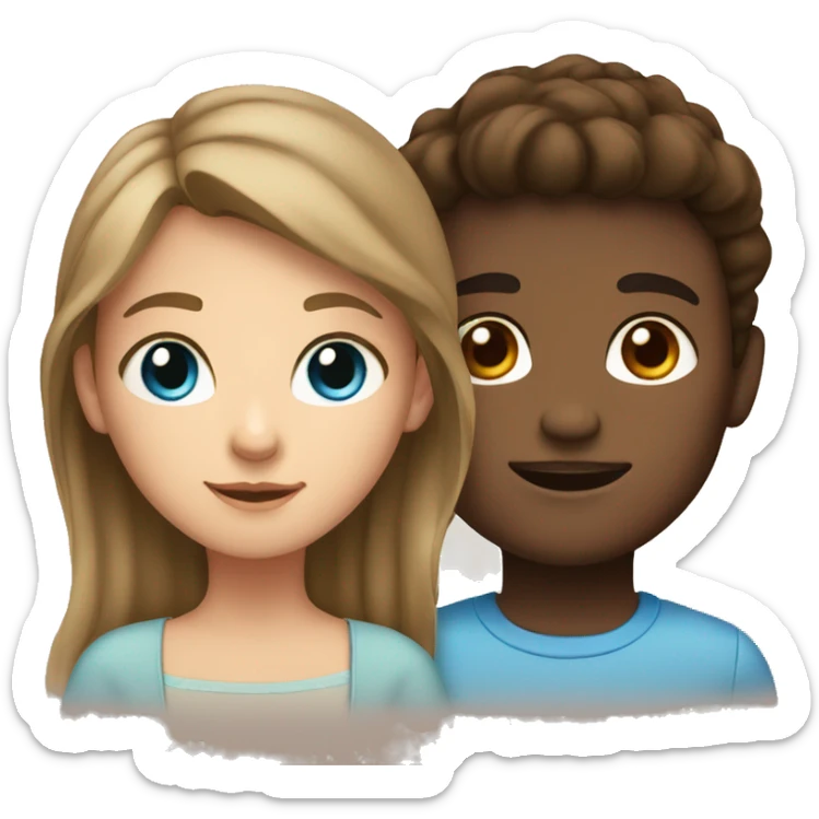 Girl with brown hair and brown eyes with a boy that has dark blonde hair with blue eyes  sticker