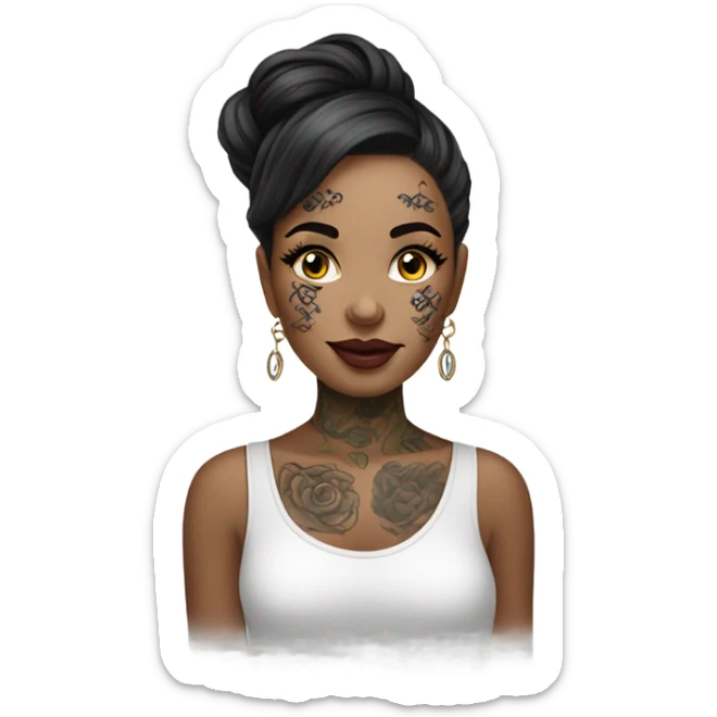 A lash artist with face tattoes saying thank you sticker