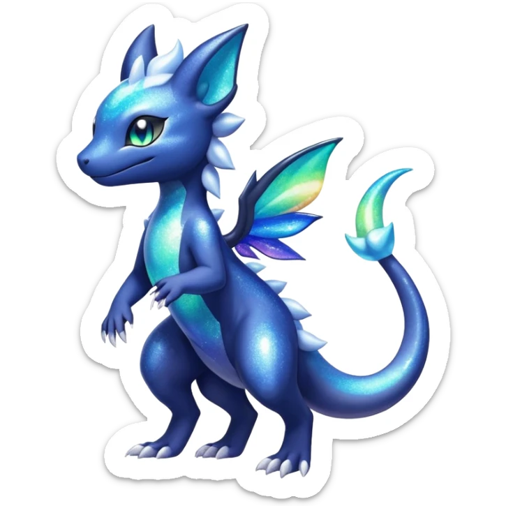 Rainbow crystalic Shiny pastel Nebulae Salandit-Meowstic-Noibat-Fakémon-hybrid-creature (full body)  sticker