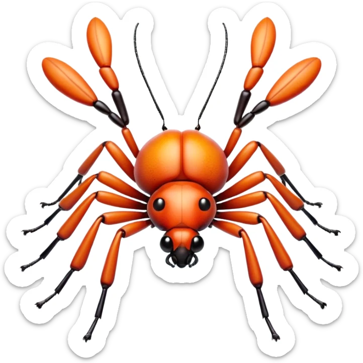 3D iPhone style emoji of a cute bug, colorful and detailed, six legs, shiny exoskeleton, isolated on white background, soft shadows, high detail, playful and cute. sticker