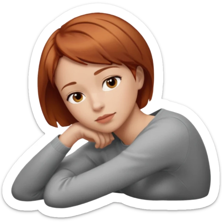 a woman, alone, short hair, light skin, auburn hair, laying on her side, facing away. do not include other people, faces, or characters sticker