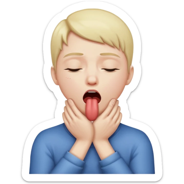 criss cross hands around throat choking self emoji tongue out with eyes shut sticker