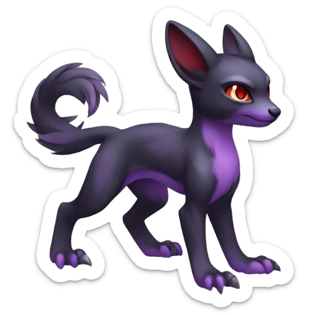 Cute cool dark black red purple animal hybrid Fakemon full body sticker