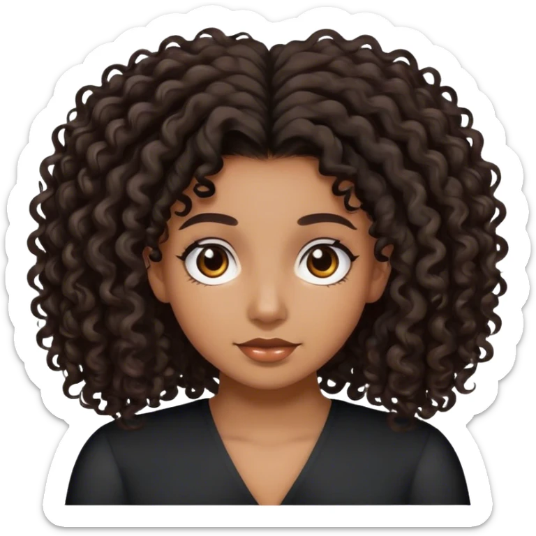 An brown AIRPLANE with darky curly hair in a hair tie sticker