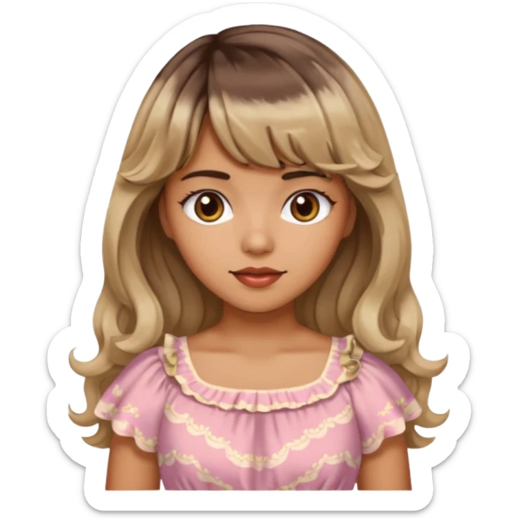 latina lady in a cute dress with bleached and brown wavy hair with bangs sticker