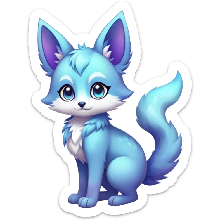 Full body Kawaii bright fantasy ethereal anthro fursona animal sticker