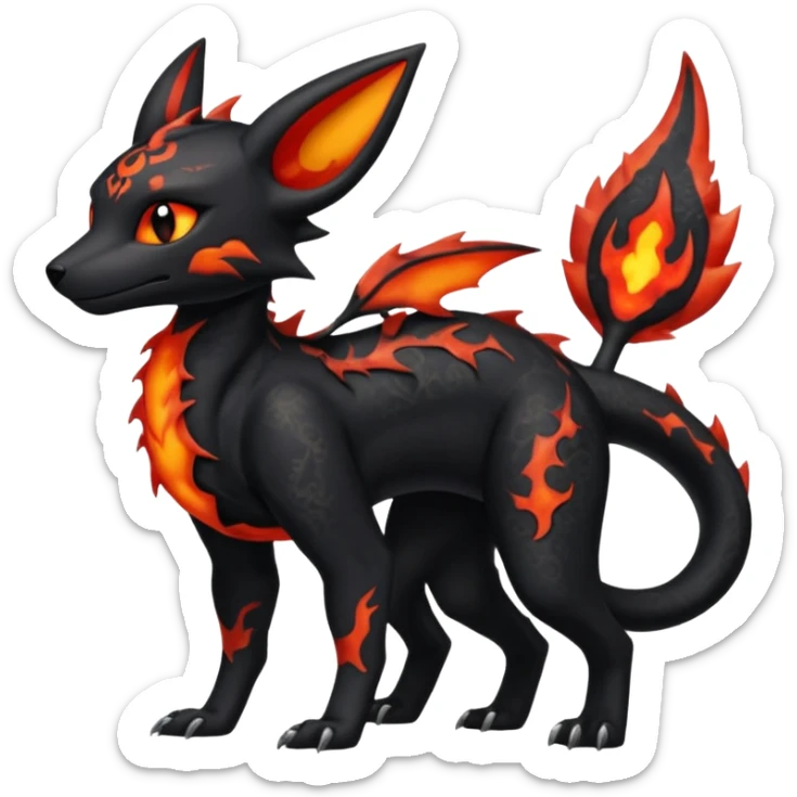 Edgy gothic dark volcanic magma-Salandit-Umbreon-Litten-hybrid-fusion (full body) sticker