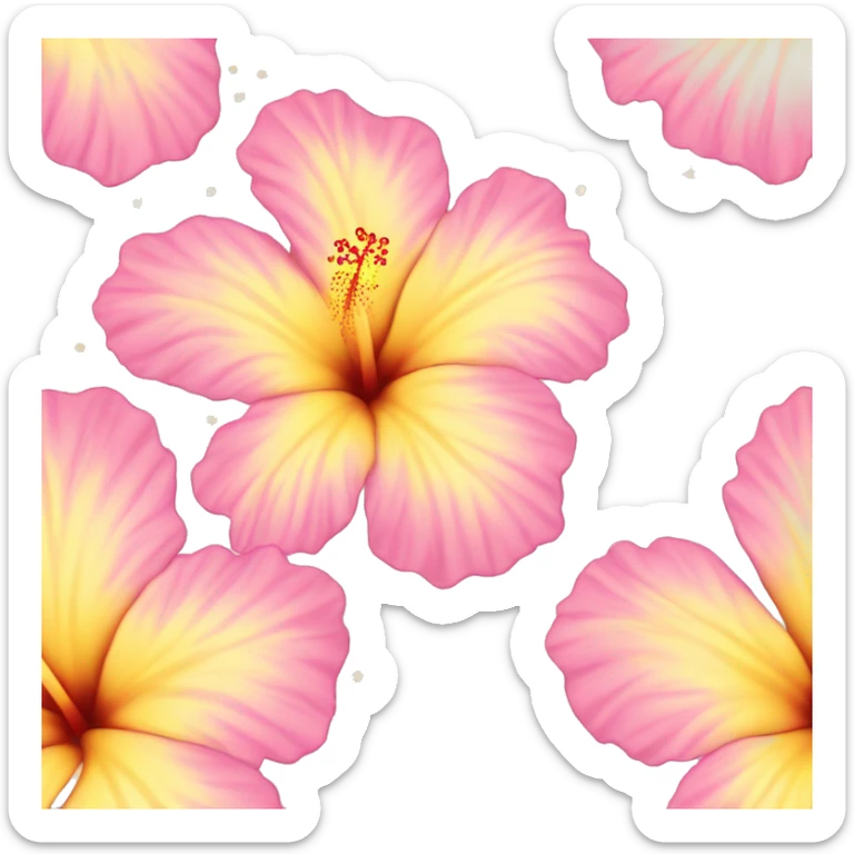 pastel pink and pastel yellow hibiscus flower with little sparkles around it sticker