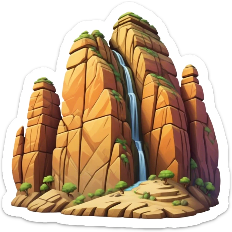 Cinematic Realistic Guatap√© Rock Landmark Emoji, showcasing a vividly colored rock formation with intricate patterns rendered with detailed textures and vibrant, scenic lighting. sticker