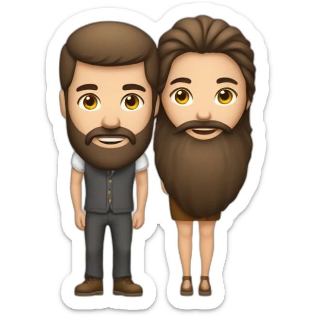 Homme brun avec barbe et une femme brune en jupe courte qui tiens la cuisse de l’homme sticker