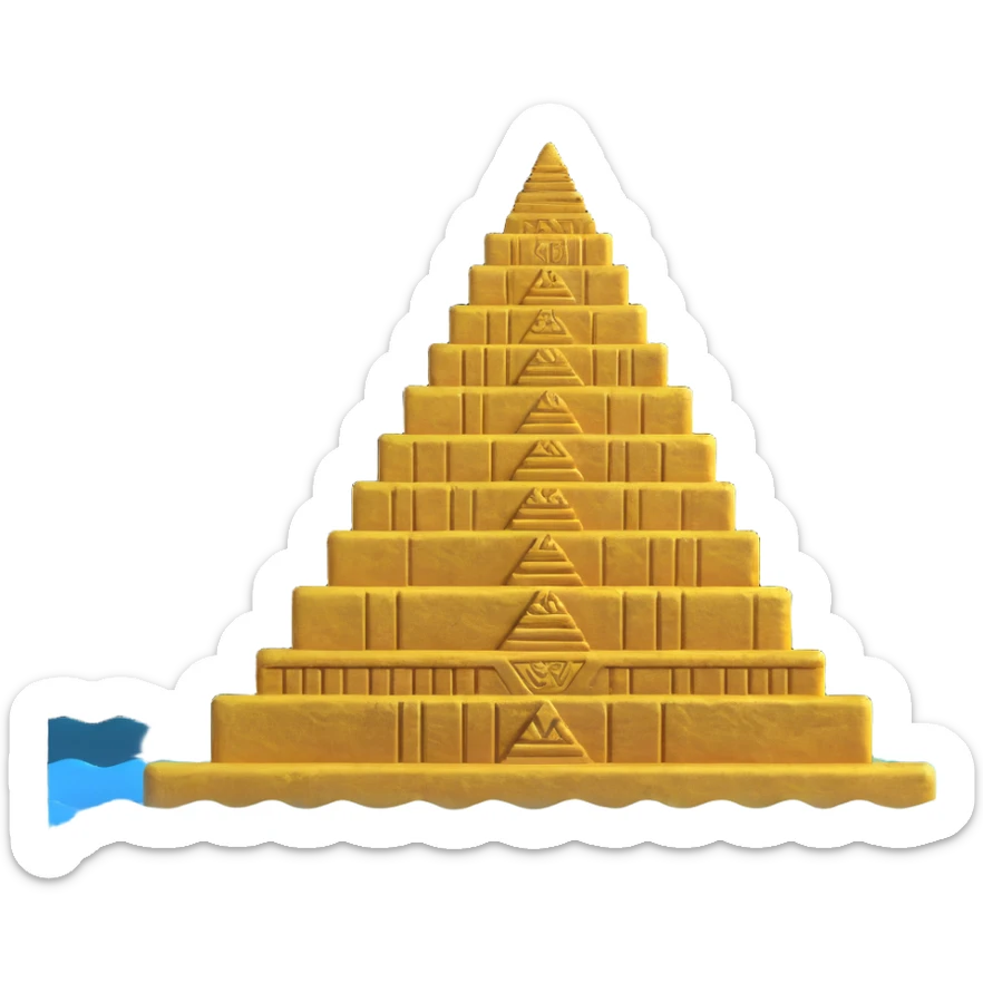 ancient Anunnaki golden underwater ziggurat, faded gold, algae, mysterious glowing runes sticker