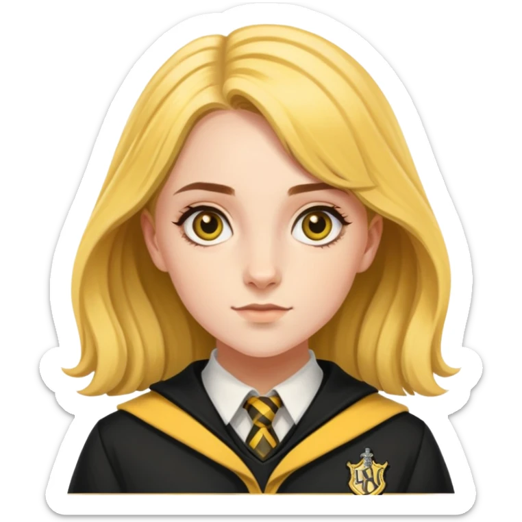 Charlotte Skeoch is hannah abbott in harry potter, wear hogwarts Hufflepuff uniform sticker