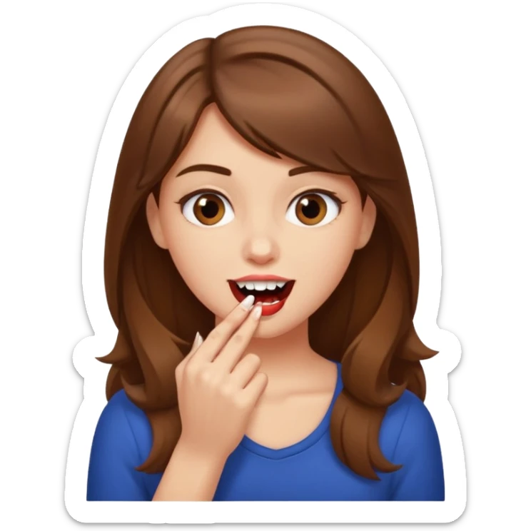 Une fille brune et blanche qui se mord l'ongle avec ses dents comme si elle draguait qqn sticker