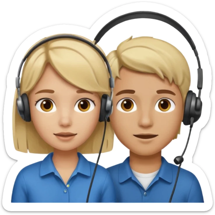pc gamer very blonde boy and latina girl with brown hair  headsets sticker