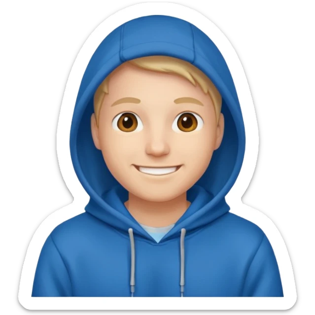emoji of a person wearing a blue hoodie smiling sticker