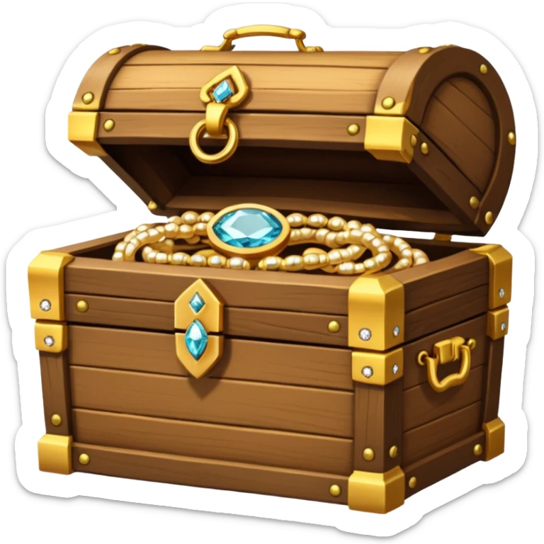 treasure chest with jewelery, rings and necklace in it sticker