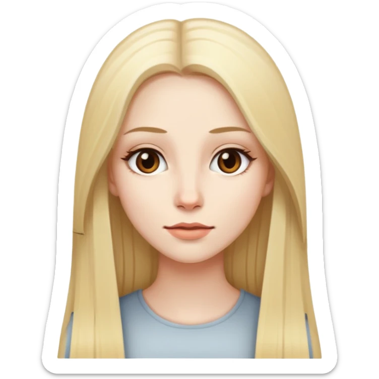woman with pale skin, long straight blonde hair, brown eyes sticker