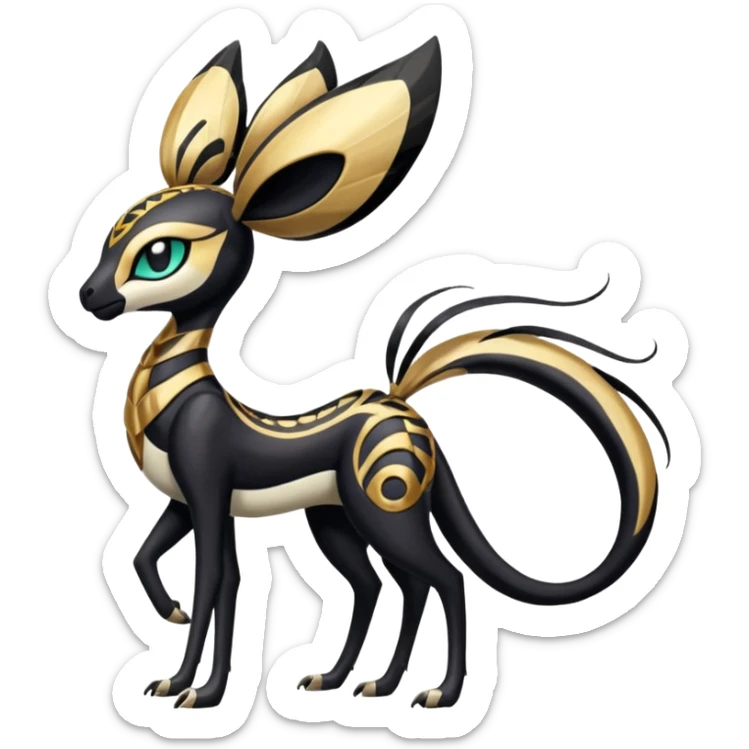  Egyptian Smooth Soft Glossy Tribal Exotic Colorful Tropical Meloetta-Venom-Heliolisk-Helioptile-fusion, full body, tribal markings  sticker