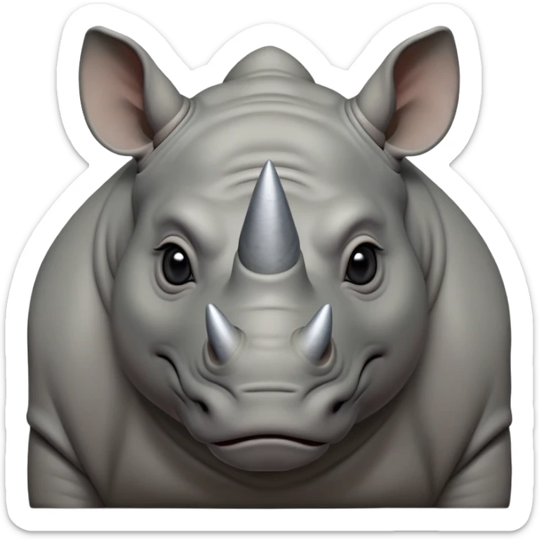 cinematic-noble-rhinoceros-portrait-emoji,-poised,-with-a-massive,-powerful-build-and-a-thick,-hide-of-slate-gray,-deep-set-soulful-piercing-eyes,-simplified-yet-sharp-and-sophisticated-features,-highly-detailed, with large black eyes, szoomed out showing houlders sticker