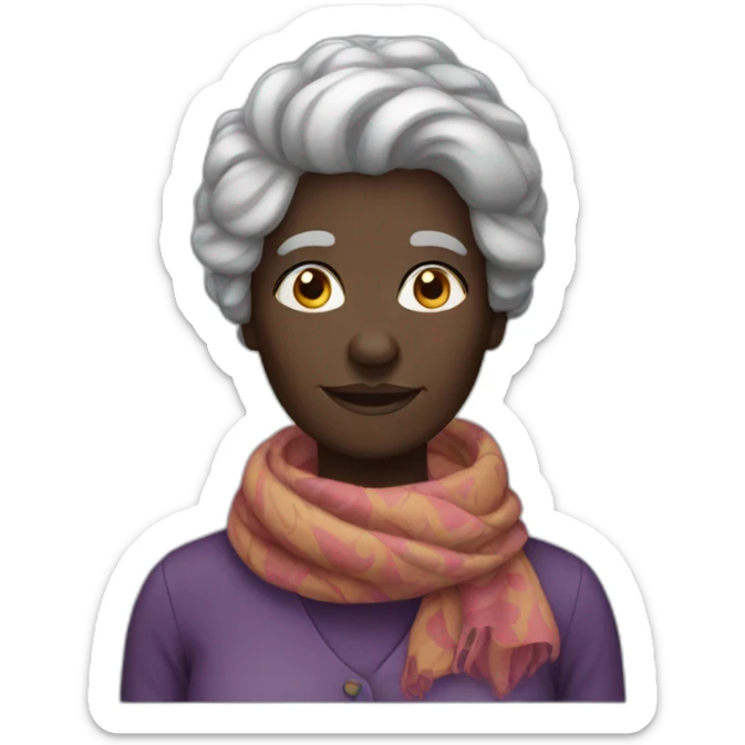 Beautiful darkskin old woman with scarf on her hair sticker