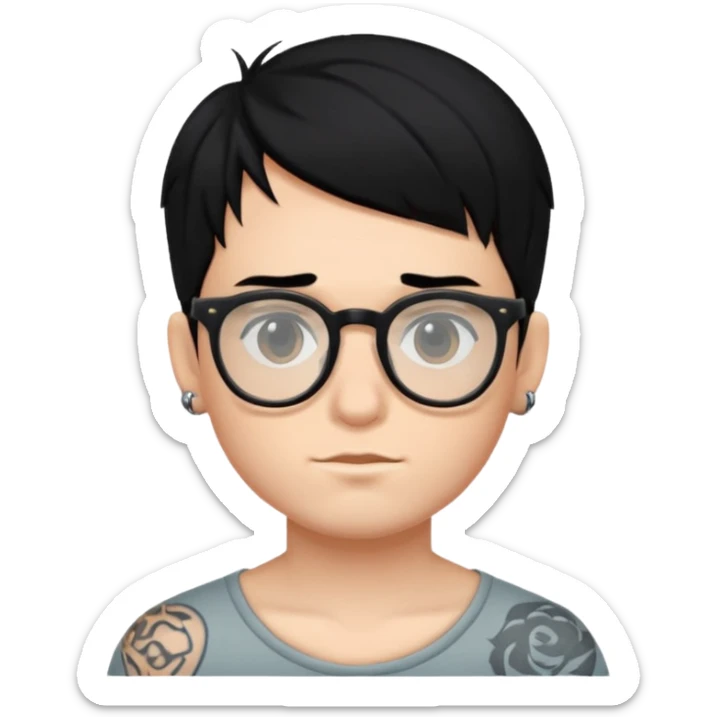 Has un chico con anteojos y tatuajes con pelo negro piel blanca sticker