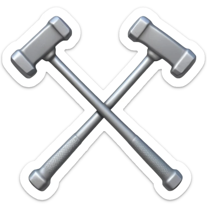 two hammers crossed over each other and a ticekt behind both of them. it has to be the simplest possible sticker