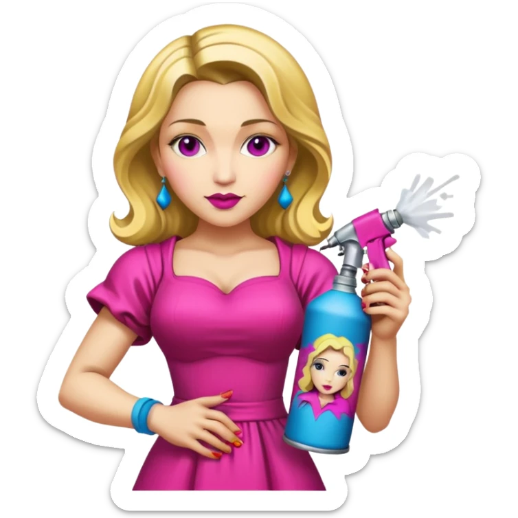 emoji della madonna vestita di fucsia con una bomboletta spray per fare i grafiti
 sticker