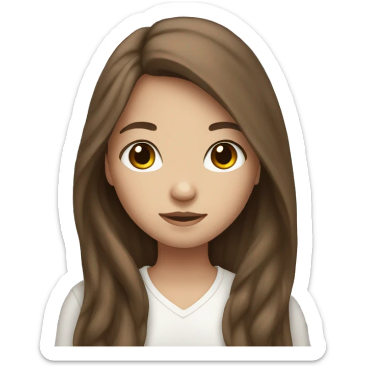 brown long hair, brown eyes, white skin girl sticker