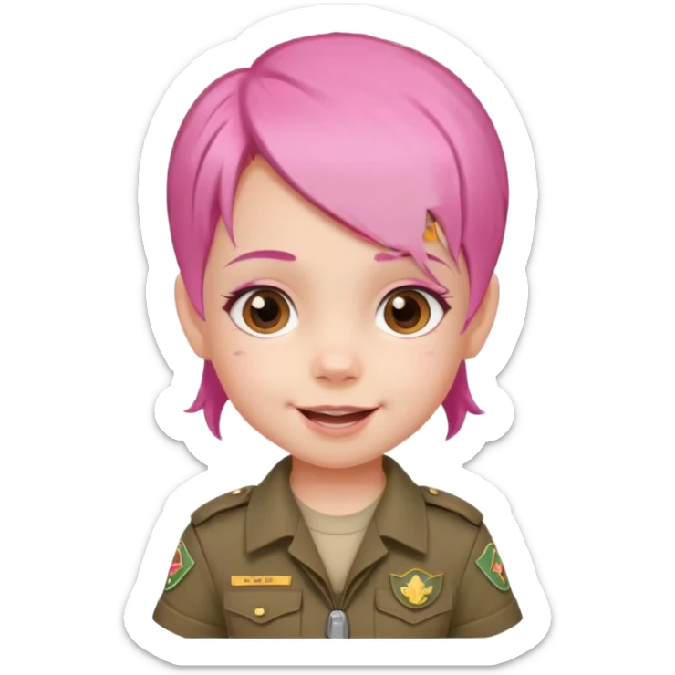 very small baby scout girl with pink hair sticker