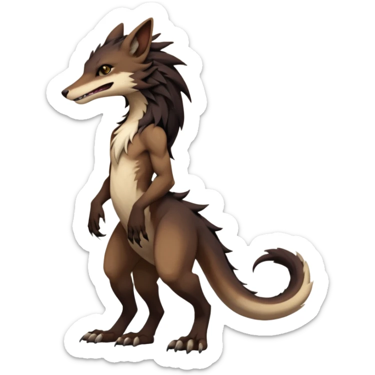 Brown and beige badass elegant wild beautiful natural cute badass epic anthro modern sergal-vernid-creature, full body, dark-brown-black-gradient pretty hair, outside, modern, aesthetic, art by LiLaiRa, art by art by Falvie sticker