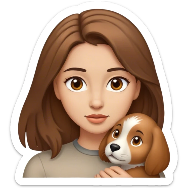 mulher morena clara de cabelos castanhos escuros, tamanho medio, olhos castanhos, que gosta de animas sticker