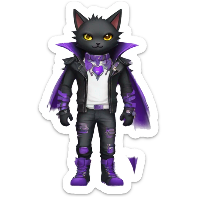 cool edgy black punk Purple nargacuga-bat-cat-Fakemon collar full body sticker