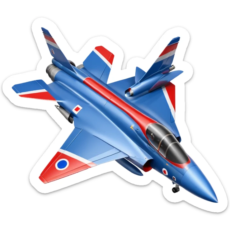 the french mirage fighter jet with the french flag behind it sticker