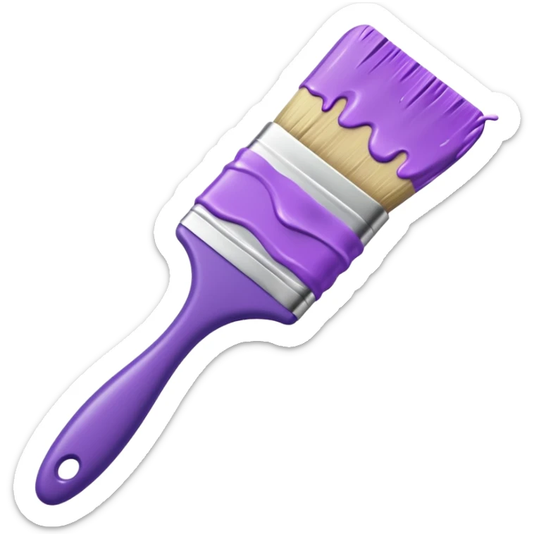 Paint brush with purple paint in the end of the brush  sticker