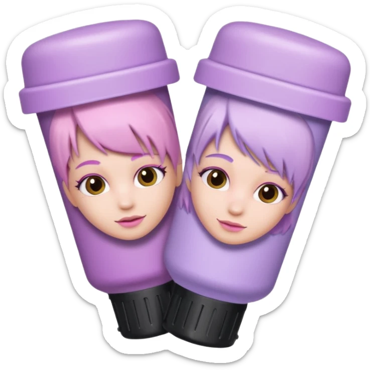 tubes of pastel pink and pastel lilac hair dye, with caps off sticker