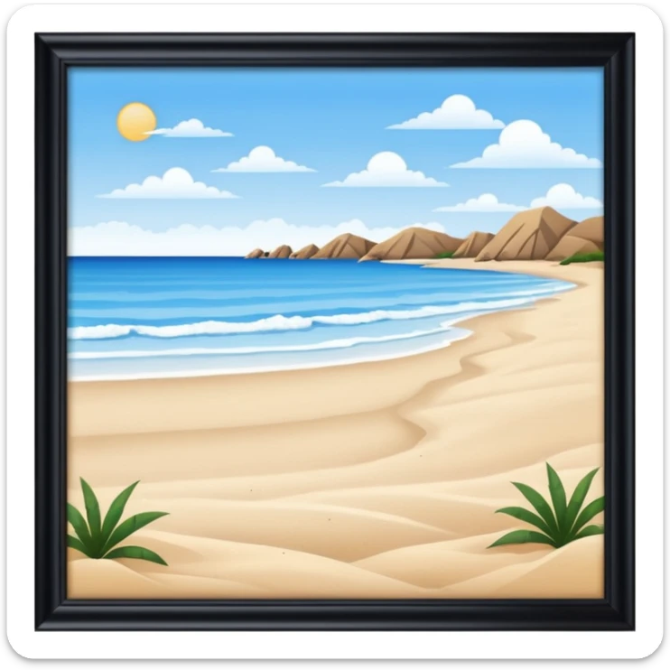 playa paisaje sin que sea un cuadro y que el cielo azul y la arena esten recortada sticker