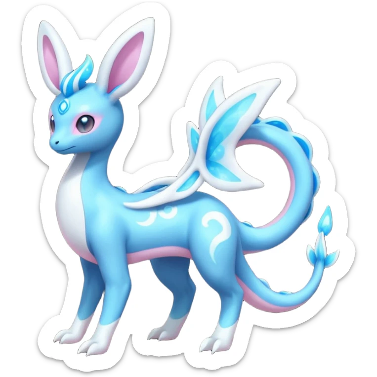Shiny Sparkly Bioluminescent Glowing Lumineon-Amaura-Dragonair-Sylveon-Fakémon-hybrid-creature (full body)  sticker