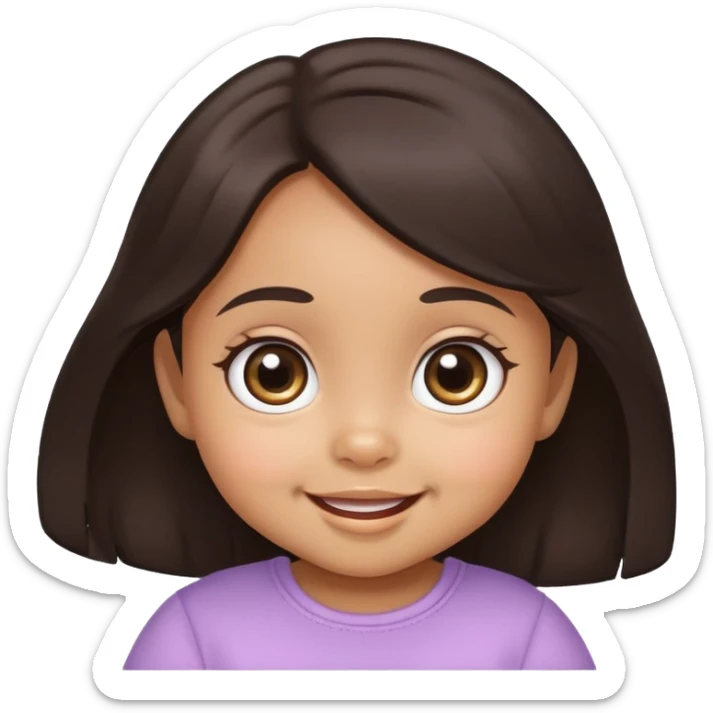 smiling baby girl with big eyes, medium skin tone, and dark hair sticker