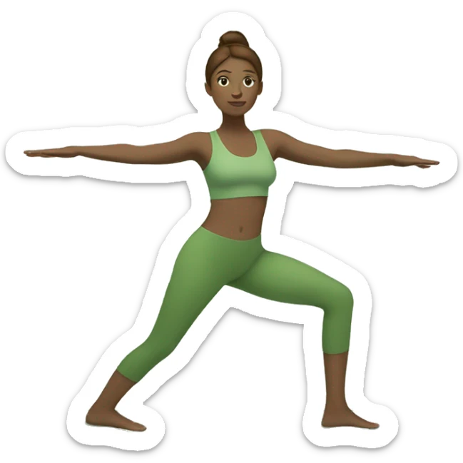white girl with brown hair doing yoga in green tones  sticker