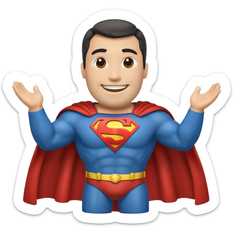 a moai emoji with a superman cape with the original face or the moai emoji with a super man saving people vibe like the superman there is some man waiting in the sky meme but the moai sticker