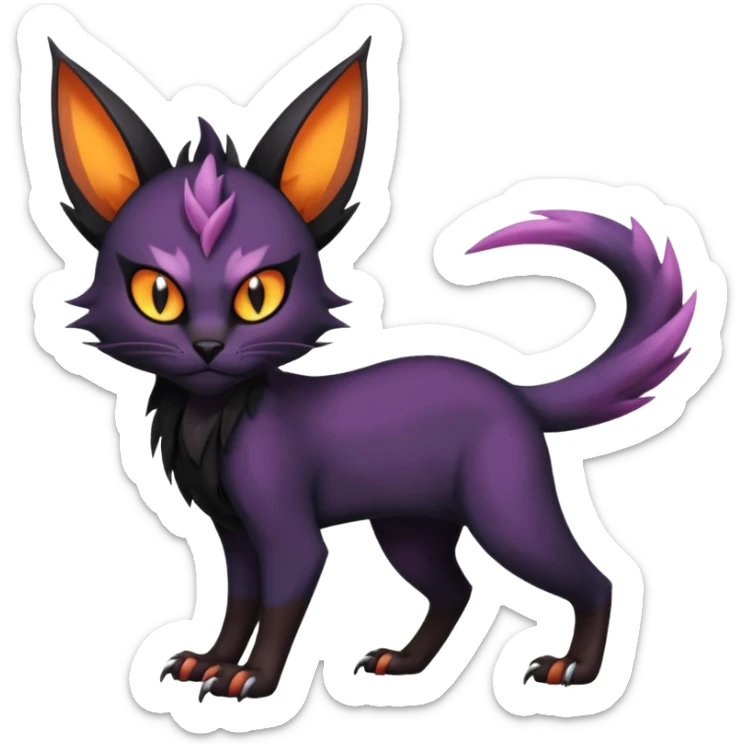 Black edgy Noivern-Noibat-Purloin-Torracat-Lykoi-Caracal-cat-Fakemon-fusion-hybrid-creature sticker
