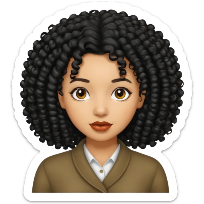 Uma mulher negra da pele clara com cabelo enrolado grande preto  sticker