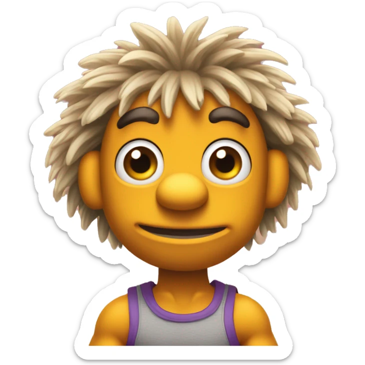 Attractive with adorable huge eyes  Detailed image of  fraggle rocks hot muscle trainer sunset colored sticker