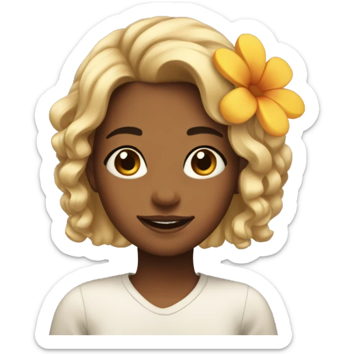 teen girl with a flower in her hair sticker