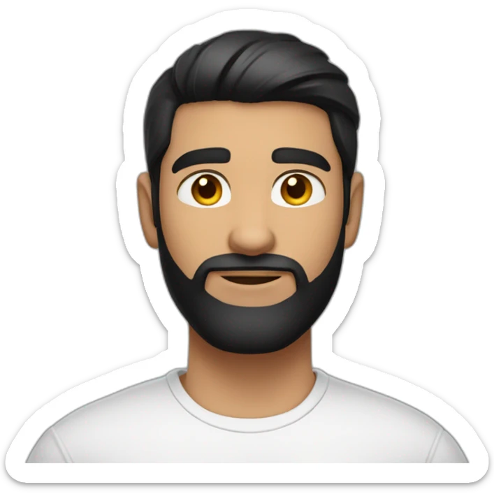 white skin indian in plain white shirt with sleeve up and cool short black hair and light beard avatar sticker